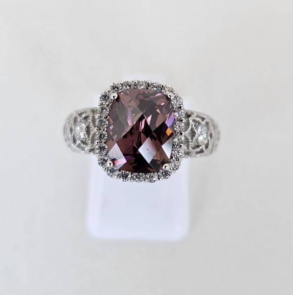 Authentic Tacori IV Blush Tourmaline & Diamond Simulants Sterling Silver Sz 7.5 - Picture 4 of 14